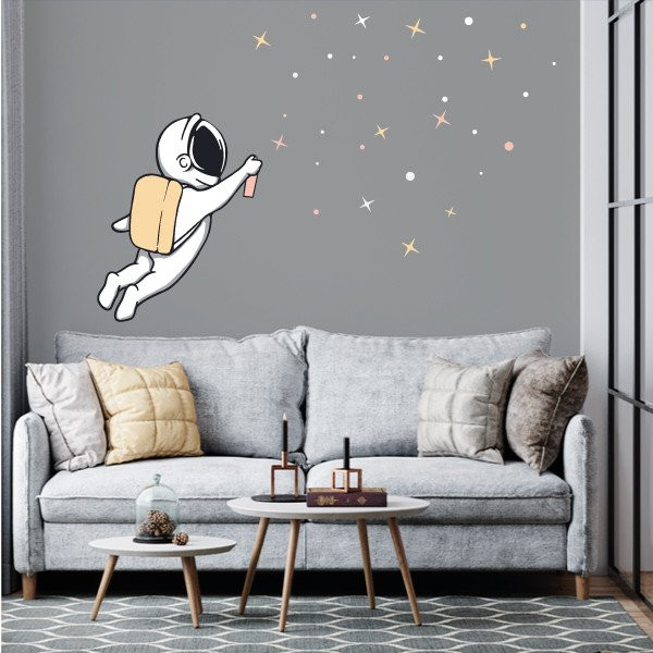 Sticker mural jeune astronaute graffeur – Sticker décoratif pour chambres d’enfants et d’adolescents