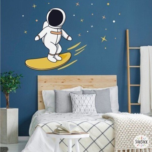 Stickers muraux jeunesse - Surfeur astronaute - Décoration chambres jeunesse