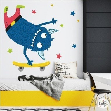 Youth decorative wall sticker - Skate monster