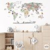 Mapamundi Món feliç - Gris - Vinils decoratius de paret
