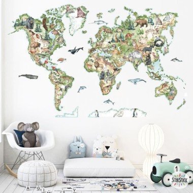 Montessori realistic world map - World maps decorative Stickers
