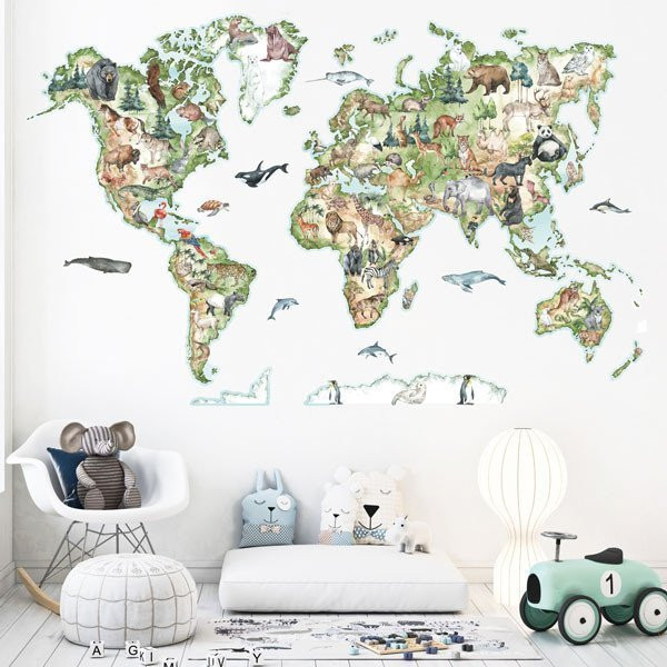 Montessori realistic world map - World maps decorative Stickers