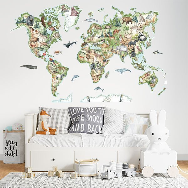 Montessori realistic world map - World maps decorative Stickers