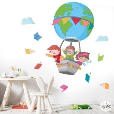 Children's wall stickers - Flying with books - School decoration