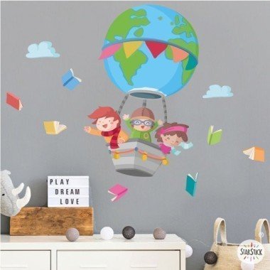 Vinilos infantiles de pared - Volando con libros - Decoración colegios