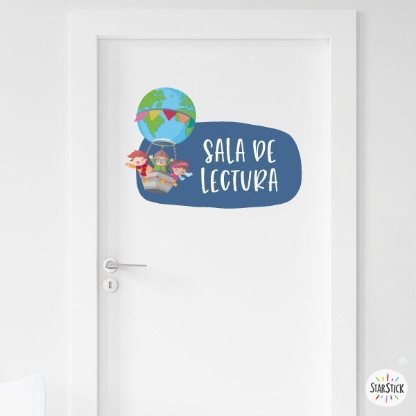 Cartel de vinilo para puertas - Volando con libros