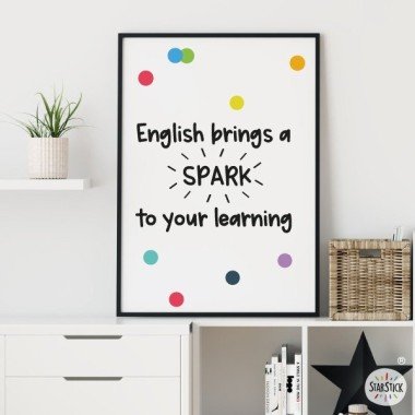 Lámina decorativa de pared - English bring spark to your learning