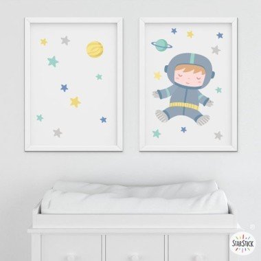 Pack de 2 cuadros infantiles - Astronauta baby