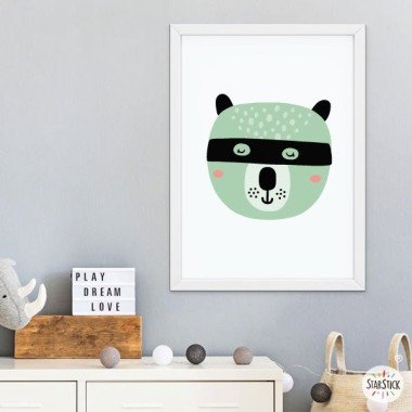 Imprimé enfant - Ours ludique - Peinture décorative