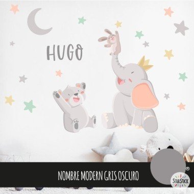 Vinyl for children and baby - Animals touching the moon - Elephant and teddy bear vinyl for babies, children's boys and girls.