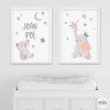 Affiches pour enfants - Animaux touchant la lune - Décoration pour enfants