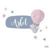 Vinilos infantiles personalizados con nombre - Animales volando en globo