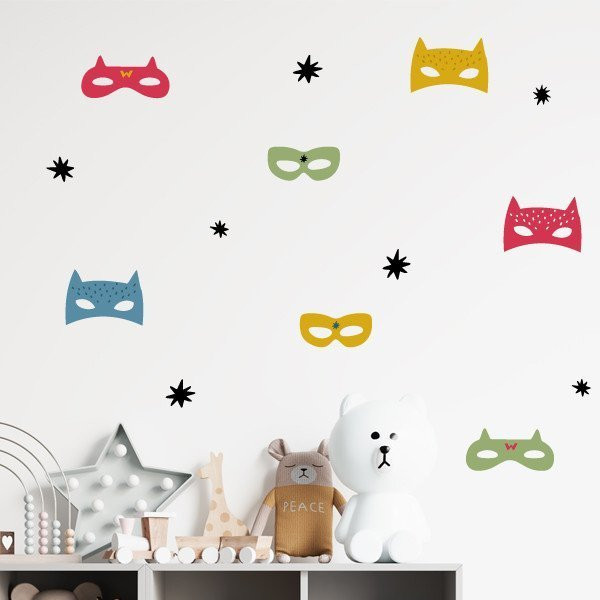 Máscaras de superhéroe - Vinilos decorativos para niños y niñas