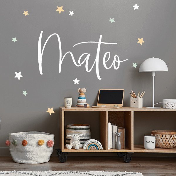 Vinils decoratius personalitzats - Nom elegant amb estrelles