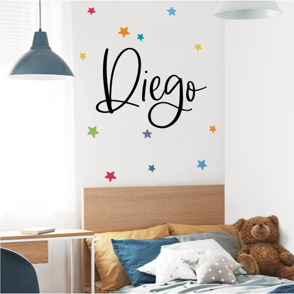 Personalized children's vinyl Elegant name with stars. Children's vinyl for babies and children with personalized name