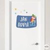 Sticker enfant personnalisé avec prénoms - Garçon avec scooter