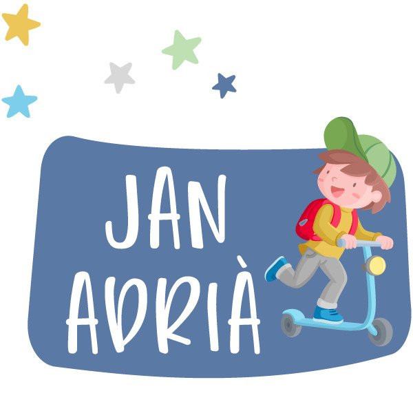 Vinil infantil personalitzat amb noms - Nen amb patinet