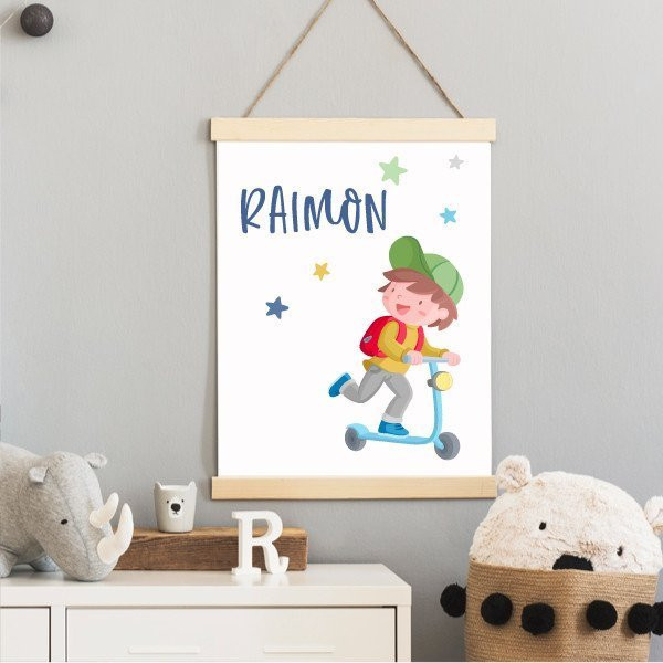 Peinture pour enfants - Enfant avec scooter et cerf-volant