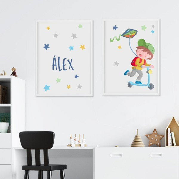 Pack 2 tableaux pour enfants - Garçon avec scooter