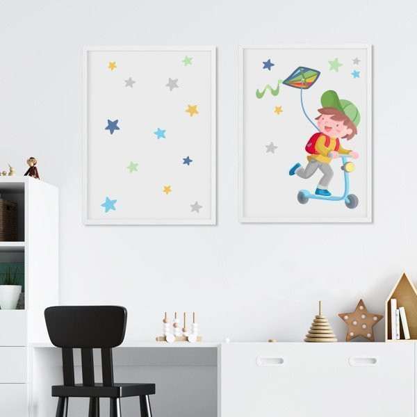 Pack 2 tableaux pour enfants - Garçon avec scooter