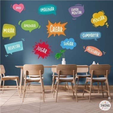 Vinilos educativos Bocadillos de motivación - ¡Elige idioma! Vinilos y murales para decorar escuelas e institutos
