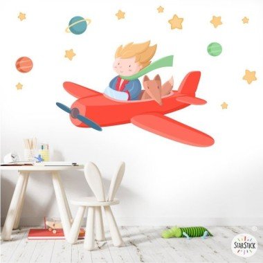 Sticker mural bébé - Petit prince aviateur