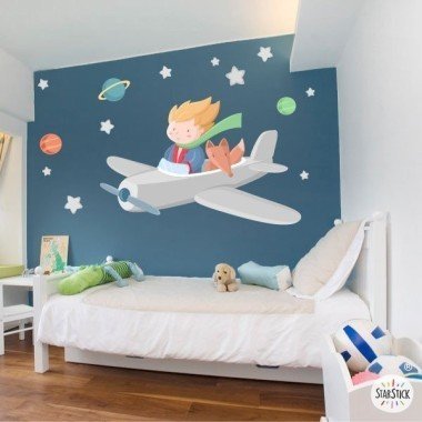 Kids wall sticker for baby - Little aviator prince. Children's airplane boy wall sticker