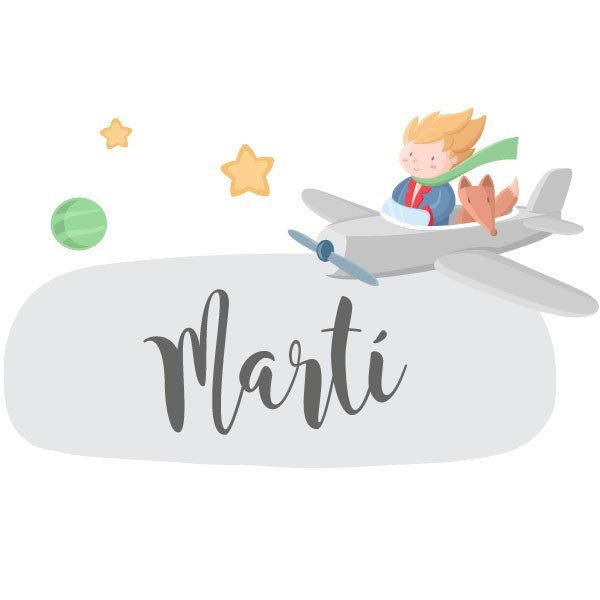 Little aviator prince - Personalized children's vinyl with name