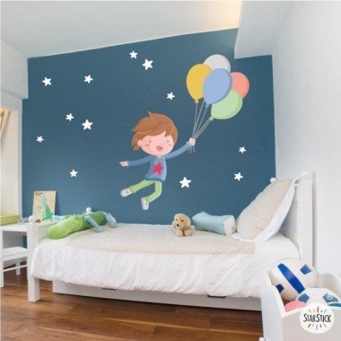 Children's sticker - Boy with balloons - Decorative stickers for children