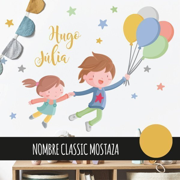 Vinil infantil - Nen amb 1 germà amb globus