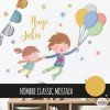 Kids wall sticker - Boy with 1 brother with balloons