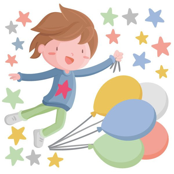 Vinil infantil - Nen amb 1 germà amb globus