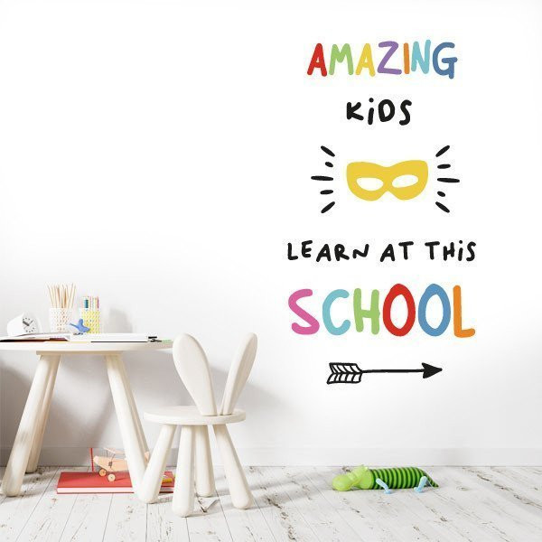 Decoración escuelas - Vinilos decorativos de pared - Niños y niñas increíbles aprenden aquí
