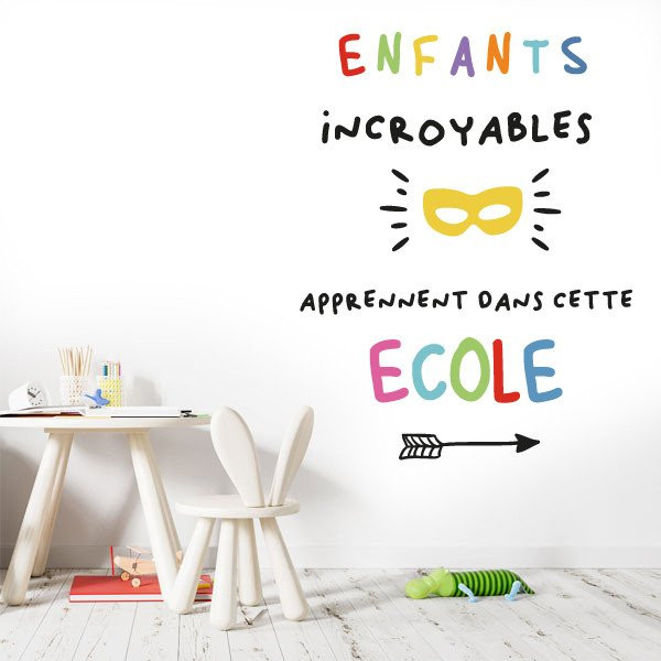 Decoración escuelas - Vinilos decorativos de pared - Niños y niñas increíbles aprenden aquí