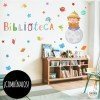 Decoració biblioteques escolars amb vinils - Nen llegint a la lluna
