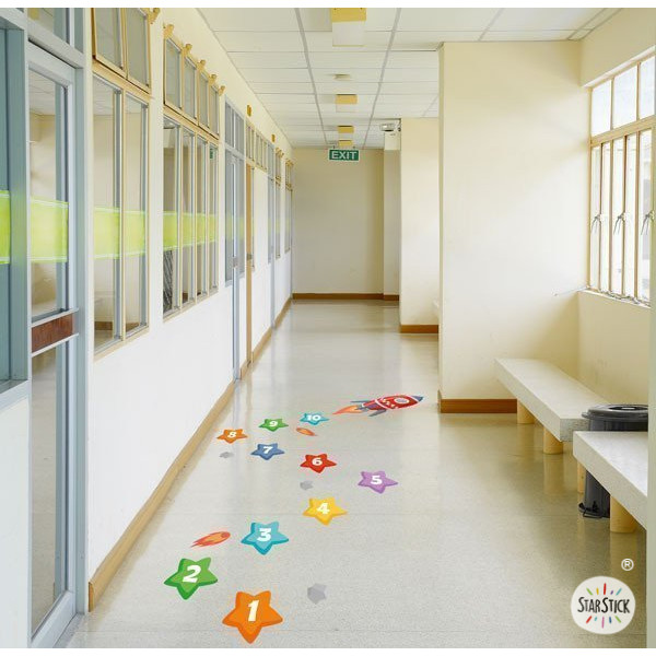 Children's floor games - Rocket with stars - Self-adhesive stickers