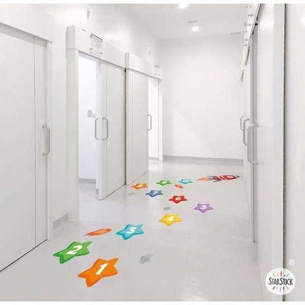 Children's floor games - Rocket with stars - Self-adhesive stickers