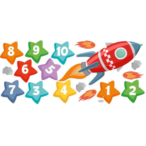 Children's floor games - Rocket with stars - Self-adhesive stickers