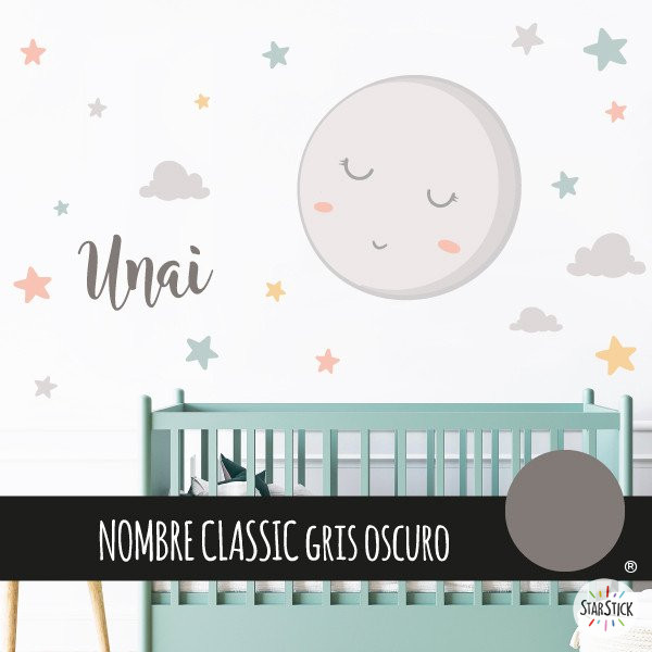 Baby children's vinyl - Full moon with stars. Moon gray colors. children's vinyl