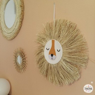 Raffia lion to hang - Children's room decoration