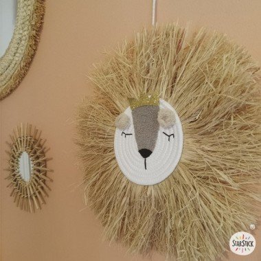 Lioness queen of raffia to hang - Decoration of children's rooms
