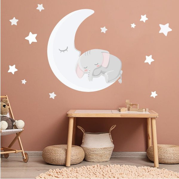 Baby stickers - Elephant on the moon - Kids' wall decoration