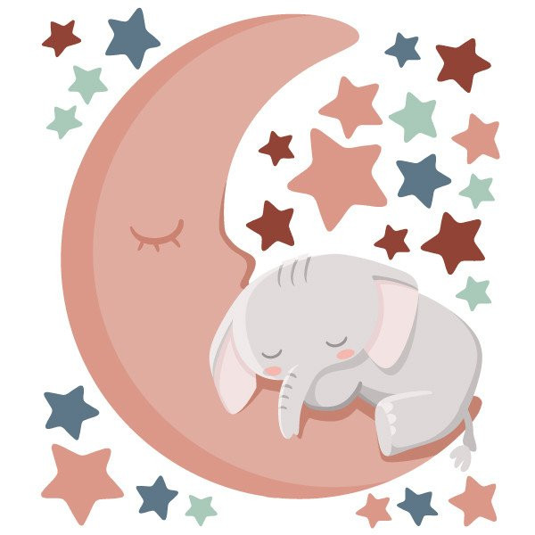 Baby stickers - Elephant on the moon - Kids' wall decoration