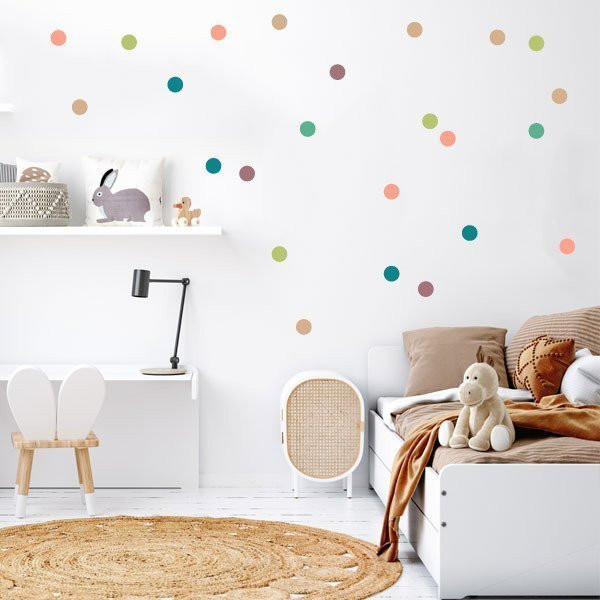 Vinilos infantil - Vinilo confetis en tonos tierra y verde - decoración infantil