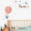 Vinils decoració infantil - Animals volant amb globus tons teula