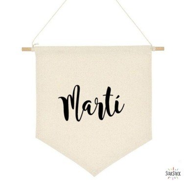 Customizable fabric pennant - White color, classic letter - Children's decoration