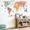 sticker mural enfant carte du monde educative couleur ocre decoration chambre enfant mappe monde starstick