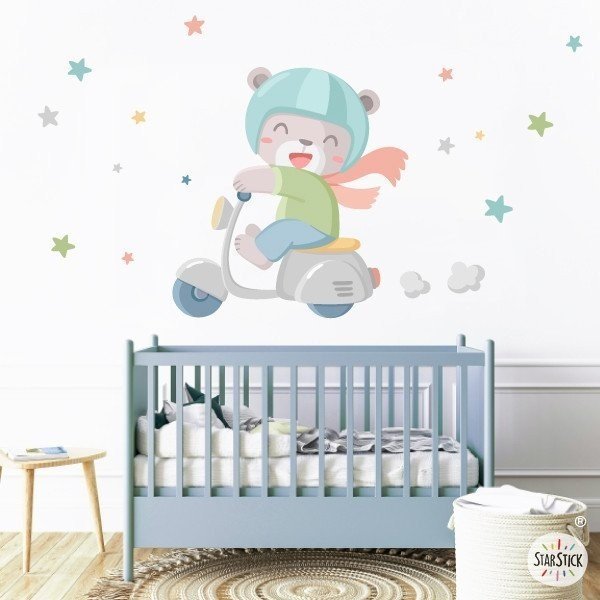 Stickers for babies - Vespa with bear - Children's wall stickers