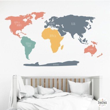 World map combination Ocher - Wall stickers