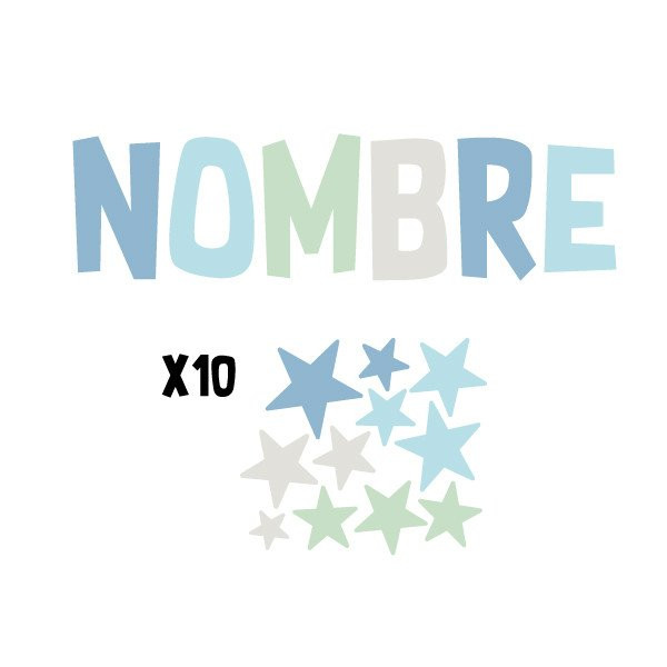 Vinils amb nom - Combinació mint - Decoració infantil personalitzada